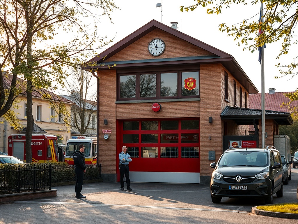 Wóz policyjny i służby bezpieczeństwa Warszawy reagujące na incydenty dotyczące bezpieczeństwa publicznego