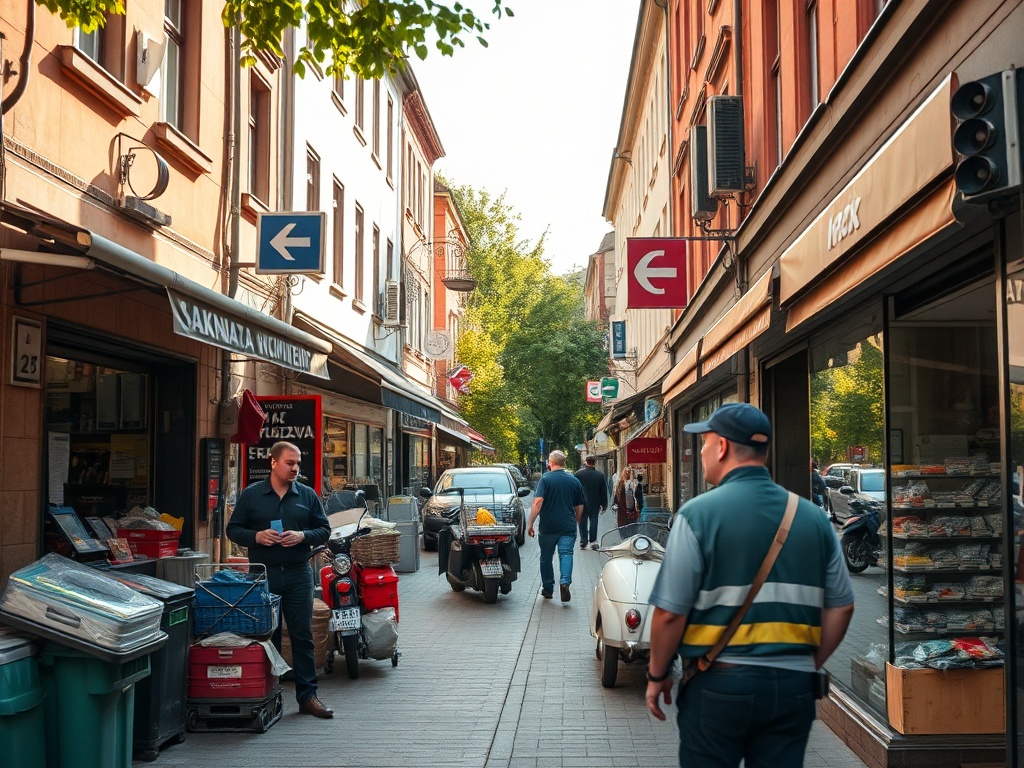Tablica informacyjna o dotacjach na likwidację szamb w Warszawie, z logo Urzędu Miasta Stołecznego Warszawy