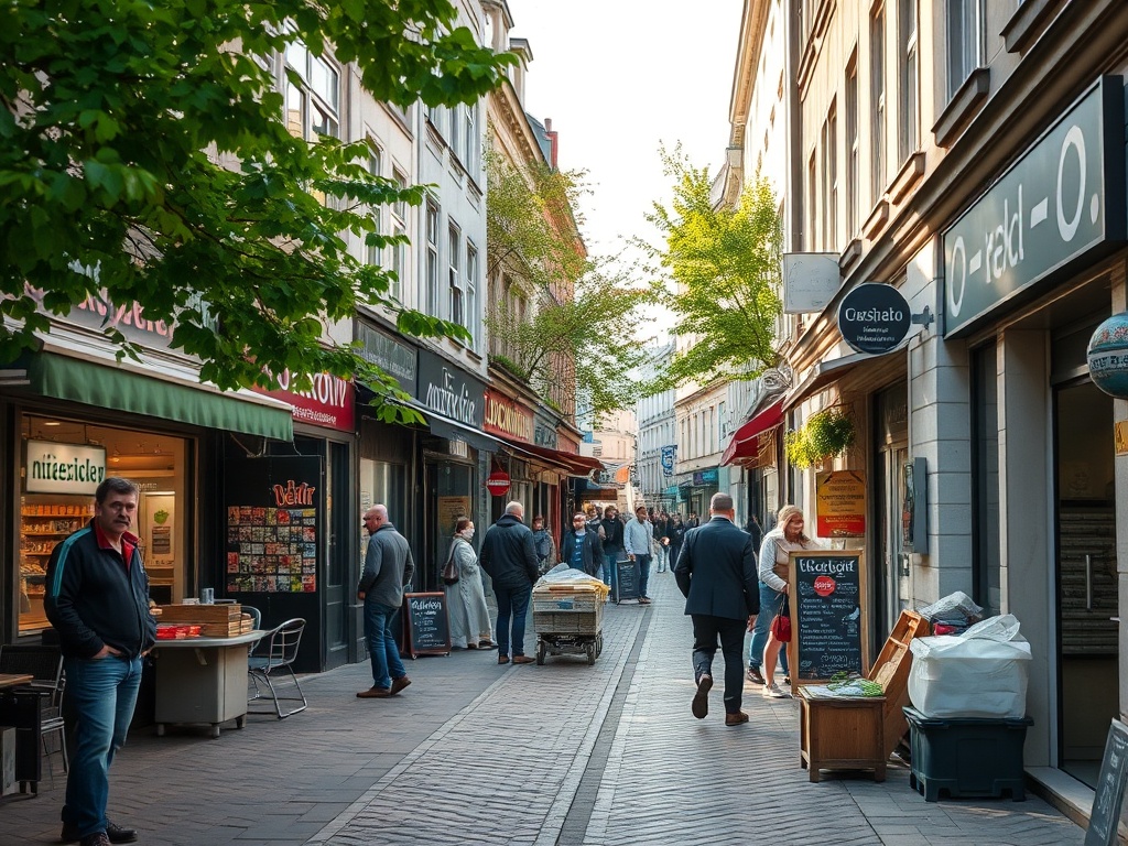Mapa Warszawy z zaznaczonymi wskaźnikami rynku pracy, ilustrująca niskie bezrobocie i wysokie zarobki