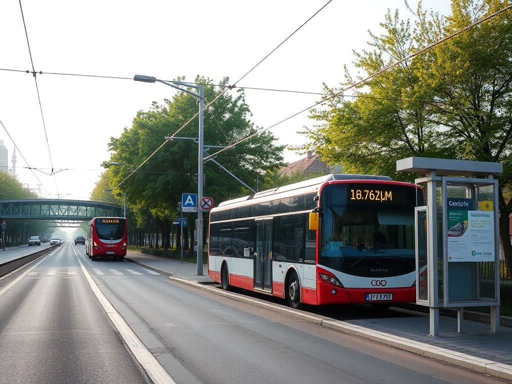 Warszawski przystanek tramwajowy z widocznymi problemami komunikacyjnymi i informacją o marszu pamięci